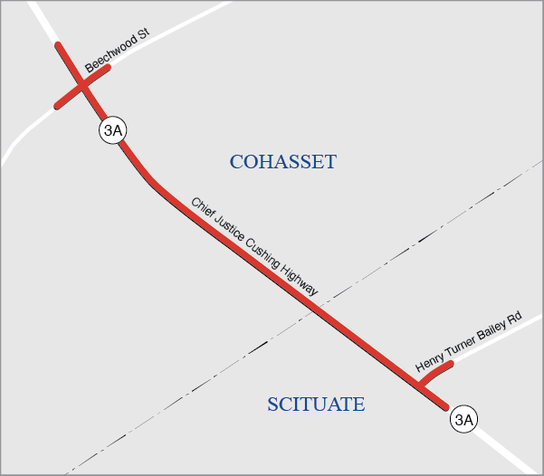 Cohasset and Scituate: Corridor Improvements and Related Work on Justice Cushing Highway (Route 3A), from Beechwood Street to Henry Turner Bailey Road